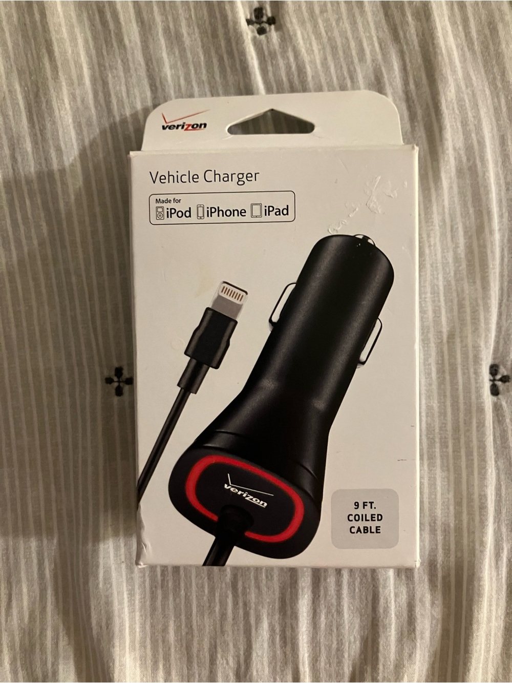 Verizon Black Vehicle Car Charger with 9 ft Coiled Cable